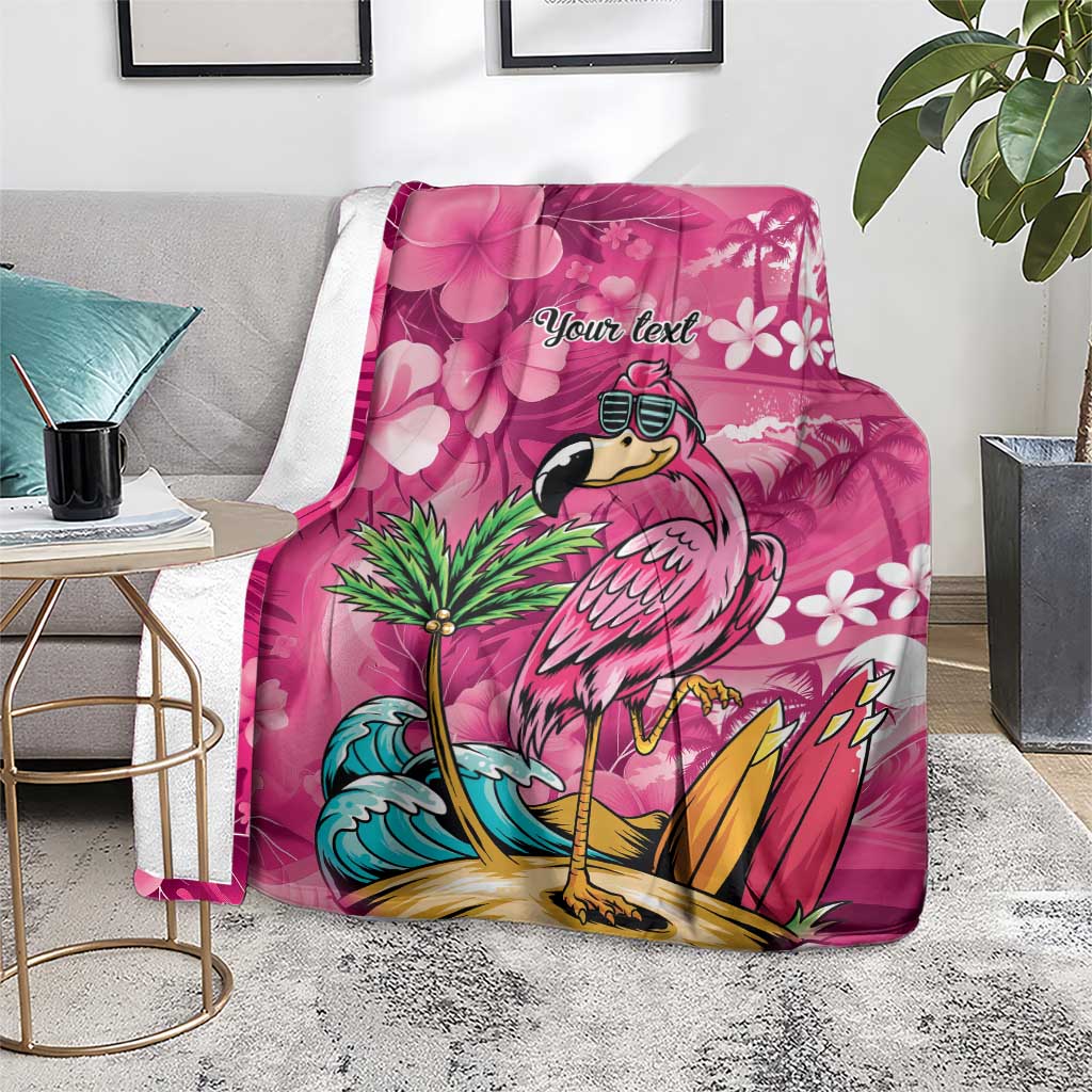Hawaiian Flamingo Hibiscus Personalised Blanket Pink Summer Tropical Flowers - Polynesian Pride