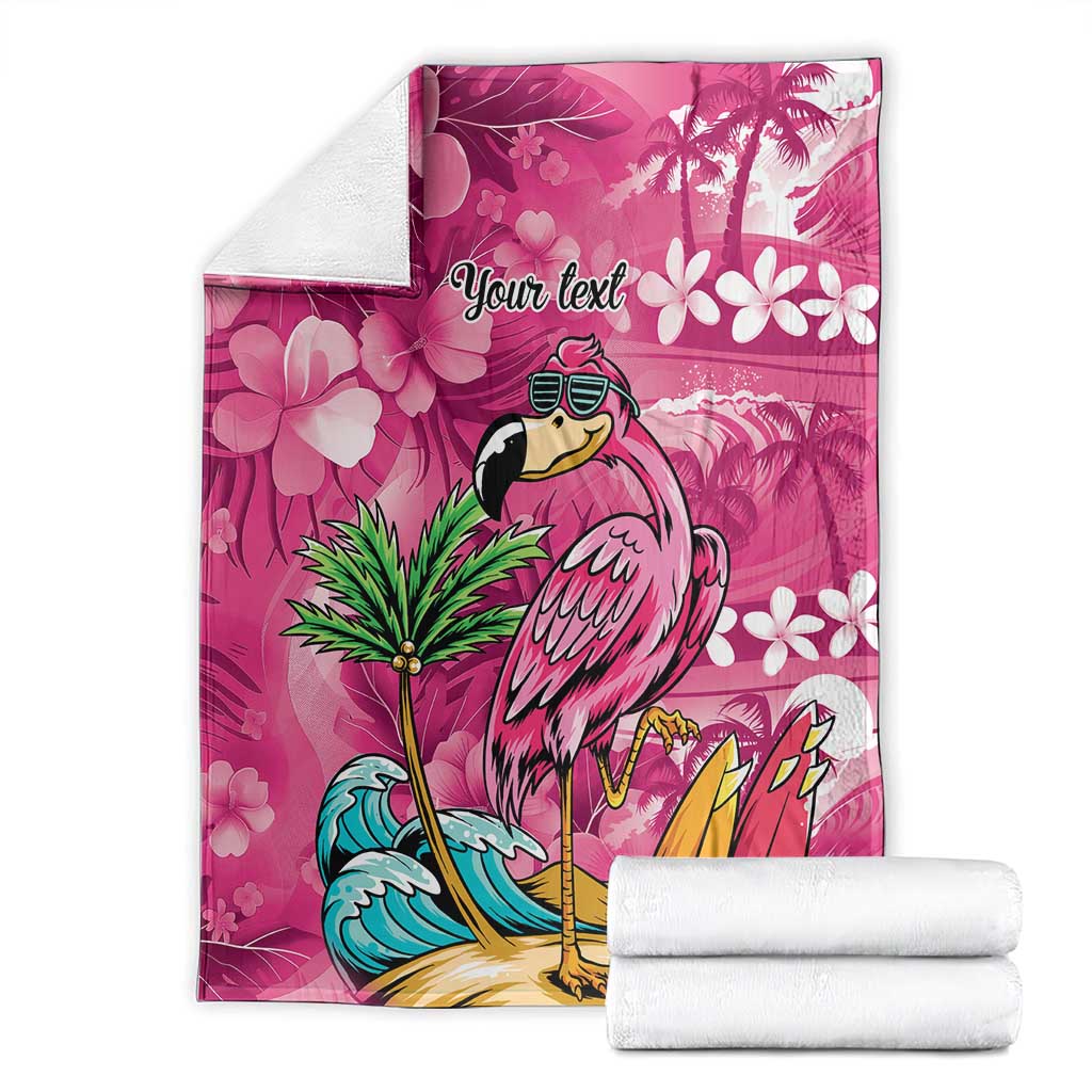 Hawaiian Flamingo Hibiscus Personalised Blanket Pink Summer Tropical Flowers - Polynesian Pride