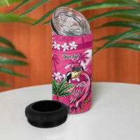 Hawaiian Flamingo Hibiscus Personalised 4 in 1 Can Cooler Tumbler Pink Summer Tropical Flowers - Polynesian Pride