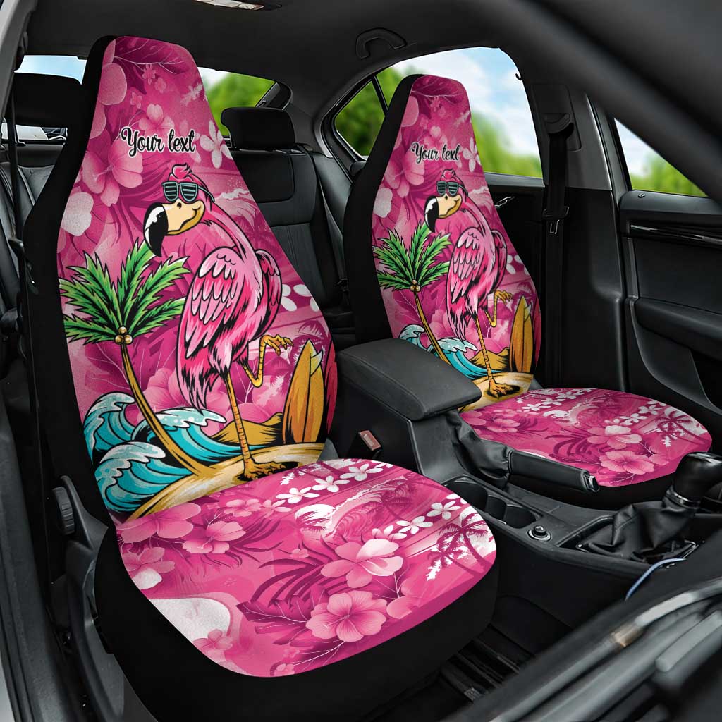 Hawaiian Flamingo Hibiscus Personalised Car Seat Cover Pink Summer Tropical Flowers - Polynesian Pride