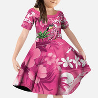 Hawaiian Flamingo Hibiscus Personalised Family Matching Off Shoulder Maxi Dress and Hawaiian Shirt Pink Summer Tropical Flowers - Polynesian Pride