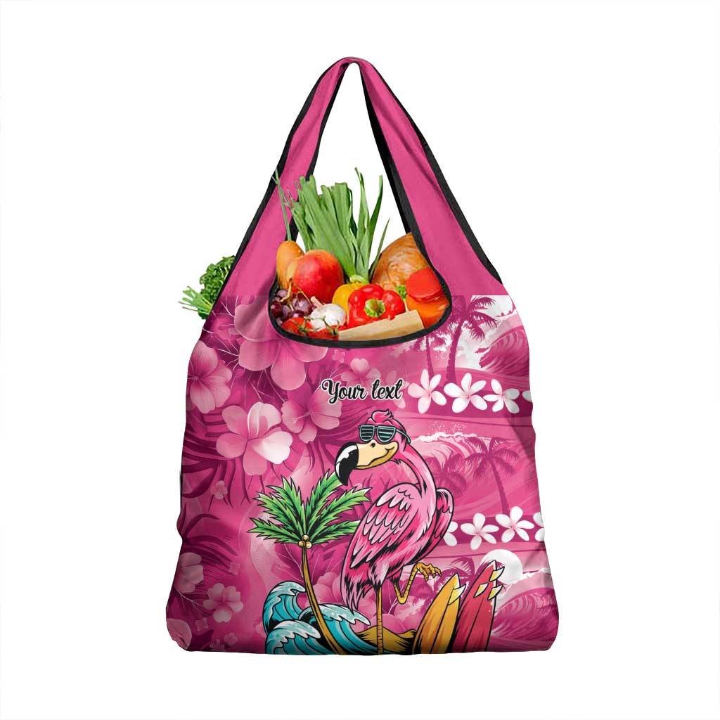 Hawaiian Flamingo Hibiscus Personalised Grocery Bag Pink Summer Tropical Flowers - Polynesian Pride