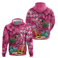 Hawaiian Flamingo Hibiscus Personalised Hoodie Pink Summer Tropical Flowers - Polynesian Pride