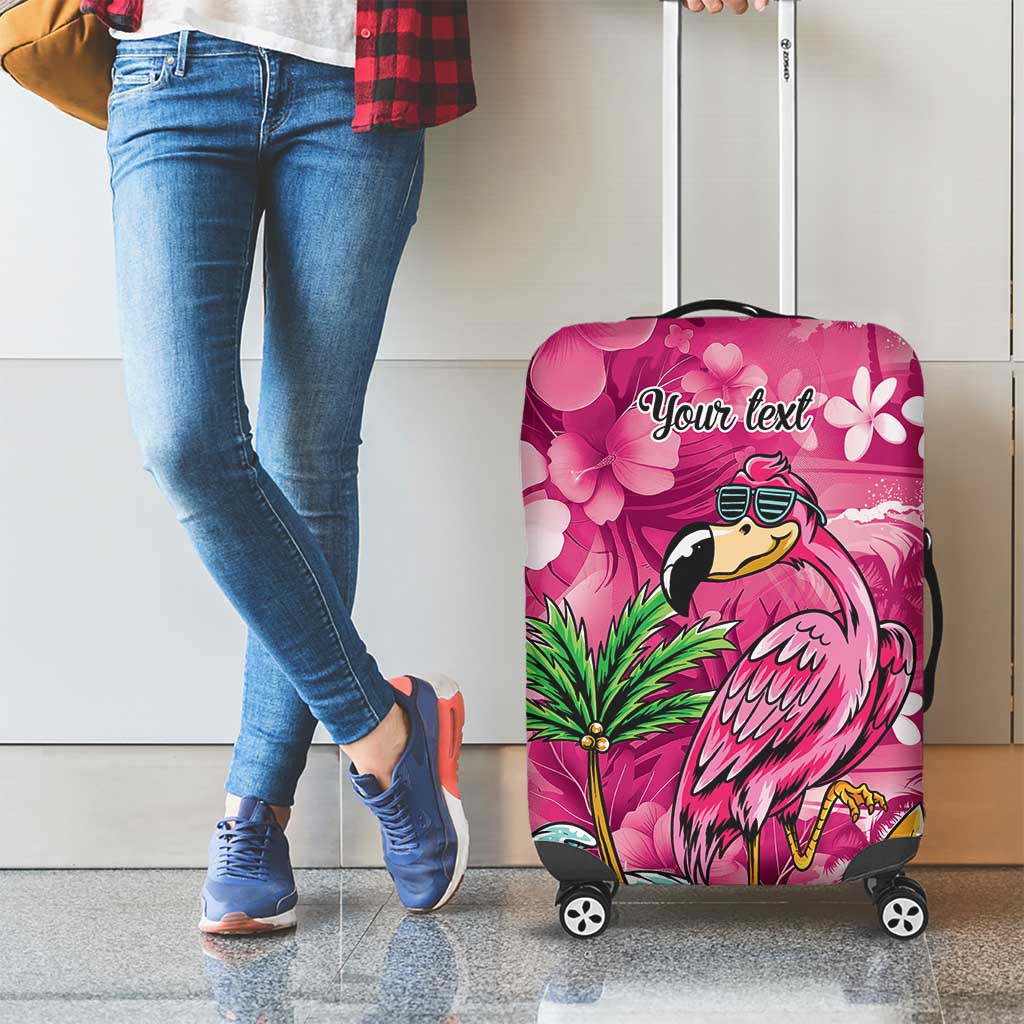 Hawaiian Flamingo Hibiscus Personalised Luggage Cover Pink Summer Tropical Flowers - Polynesian Pride