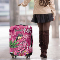 Hawaiian Flamingo Hibiscus Personalised Luggage Cover Pink Summer Tropical Flowers - Polynesian Pride