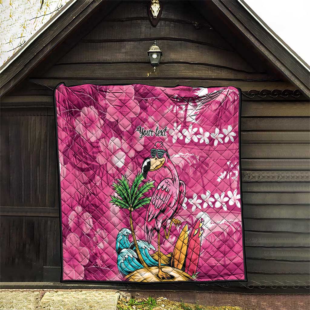 Hawaiian Flamingo Hibiscus Personalised Quilt Pink Summer Tropical Flowers - Polynesian Pride