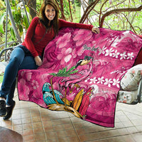Hawaiian Flamingo Hibiscus Personalised Quilt Pink Summer Tropical Flowers - Polynesian Pride