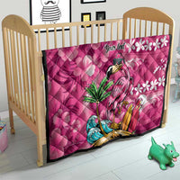 Hawaiian Flamingo Hibiscus Personalised Quilt Pink Summer Tropical Flowers - Polynesian Pride