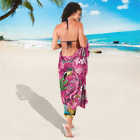 Hawaiian Flamingo Hibiscus Personalised Sarong Pink Summer Tropical Flowers - Polynesian Pride