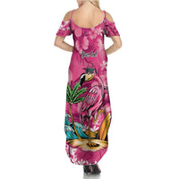 Hawaiian Flamingo Hibiscus Personalised Summer Maxi Dress Pink Summer Tropical Flowers - Polynesian Pride