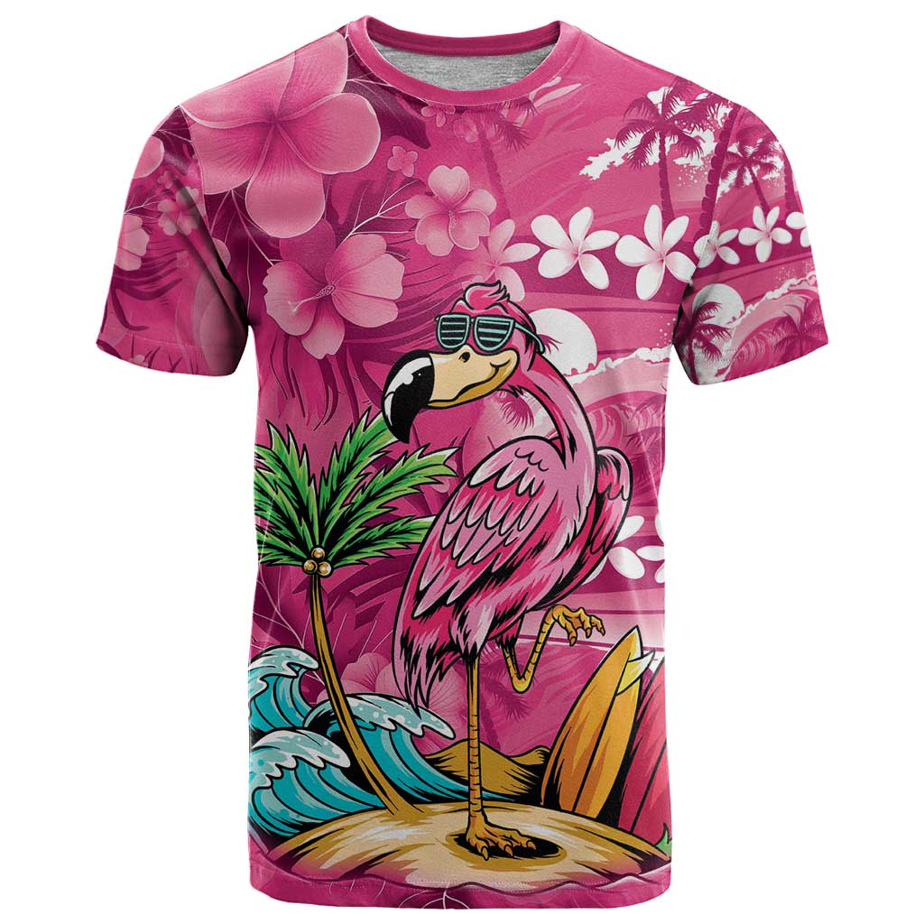 Hawaiian Flamingo Hibiscus Personalised T Shirt Pink Summer Tropical Flowers - Polynesian Pride