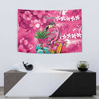 Hawaiian Flamingo Hibiscus Personalised Tapestry Pink Summer Tropical Flowers - Polynesian Pride
