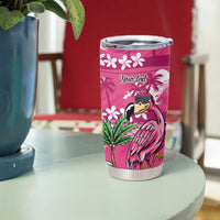 Hawaiian Flamingo Hibiscus Personalised Tumbler Cup Pink Summer Tropical Flowers - Polynesian Pride