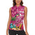Hawaiian Flamingo Hibiscus Personalised Women Sleeveless Polo Shirt Pink Summer Tropical Flowers - Polynesian Pride