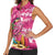Hawaiian Flamingo Hibiscus Personalised Women Sleeveless Polo Shirt Pink Summer Tropical Flowers - Polynesian Pride