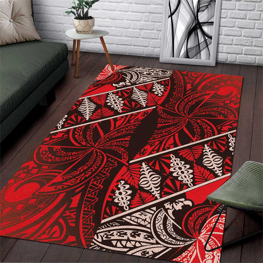 Vintage Ngatu Tribal Tonga Pattern Area Rug - Polynesian Pride