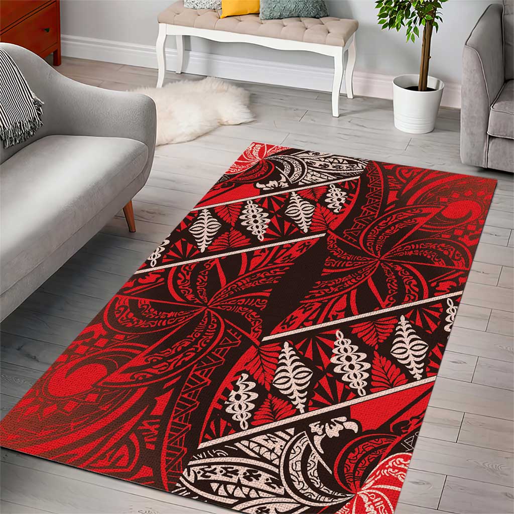 Vintage Ngatu Tribal Tonga Pattern Area Rug - Polynesian Pride