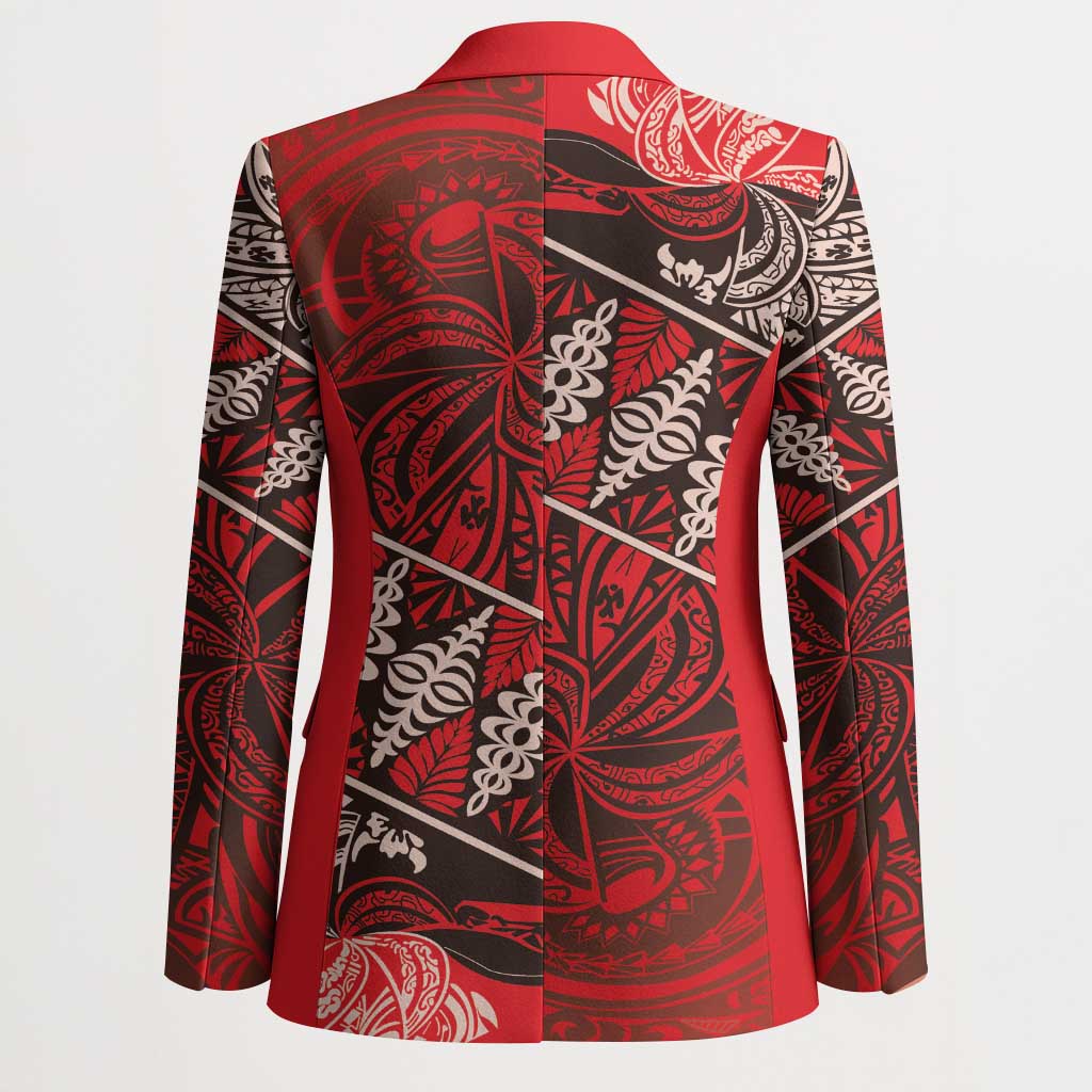Vintage Ngatu Tribal Tonga Pattern Blazer - Polynesian Pride