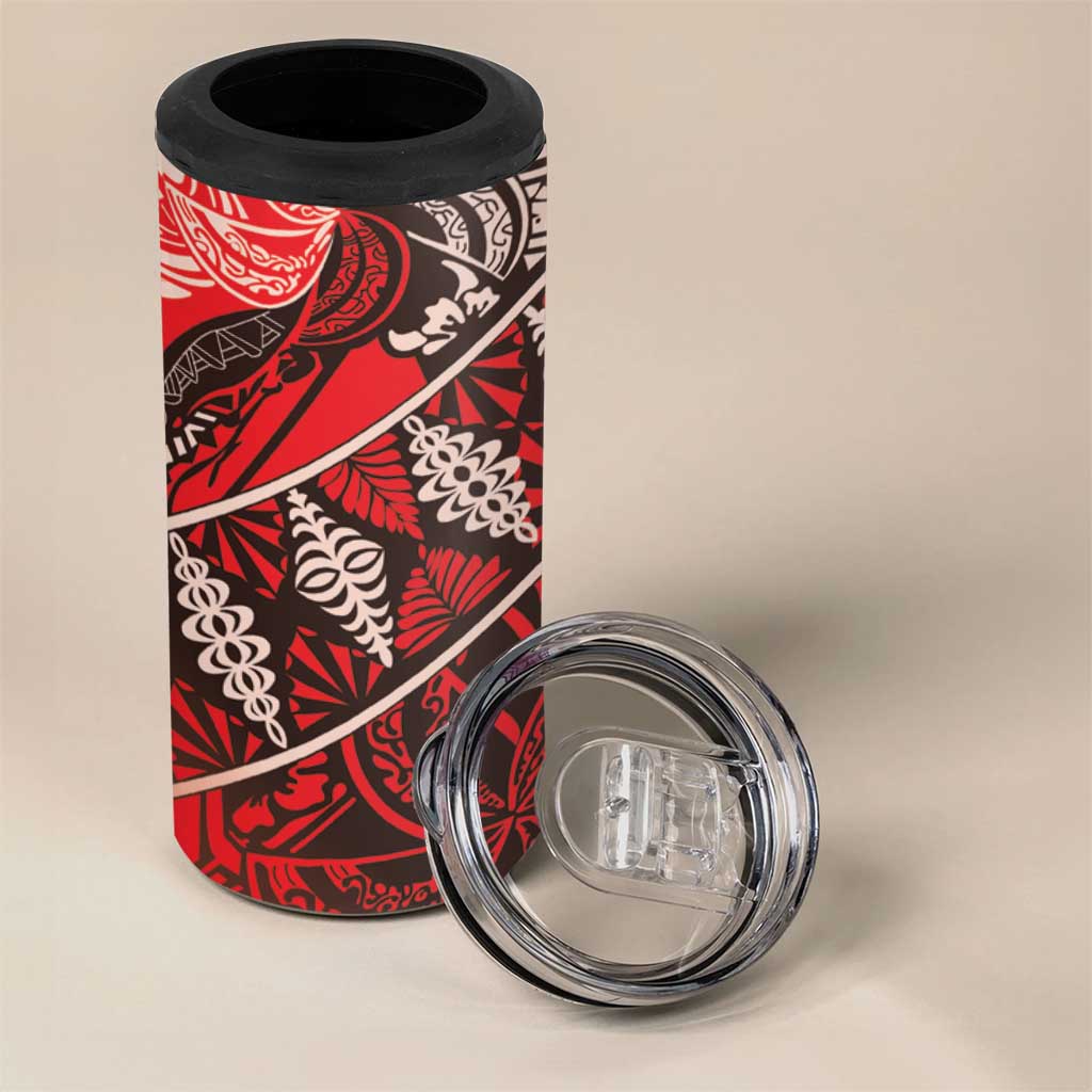 Vintage Ngatu Tribal Tonga Pattern 4 in 1 Can Cooler Tumbler - Polynesian Pride
