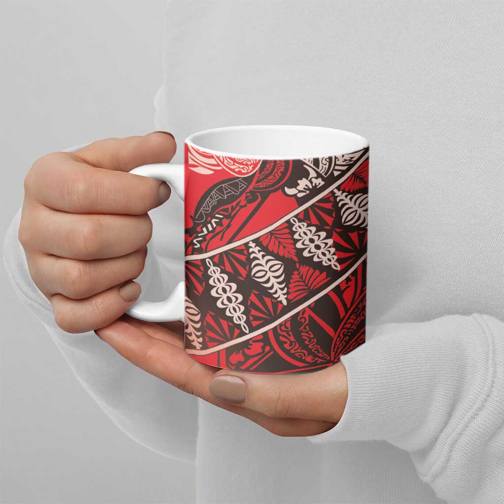Vintage Ngatu Tribal Tonga Pattern Ceramic Mug - Polynesian Pride