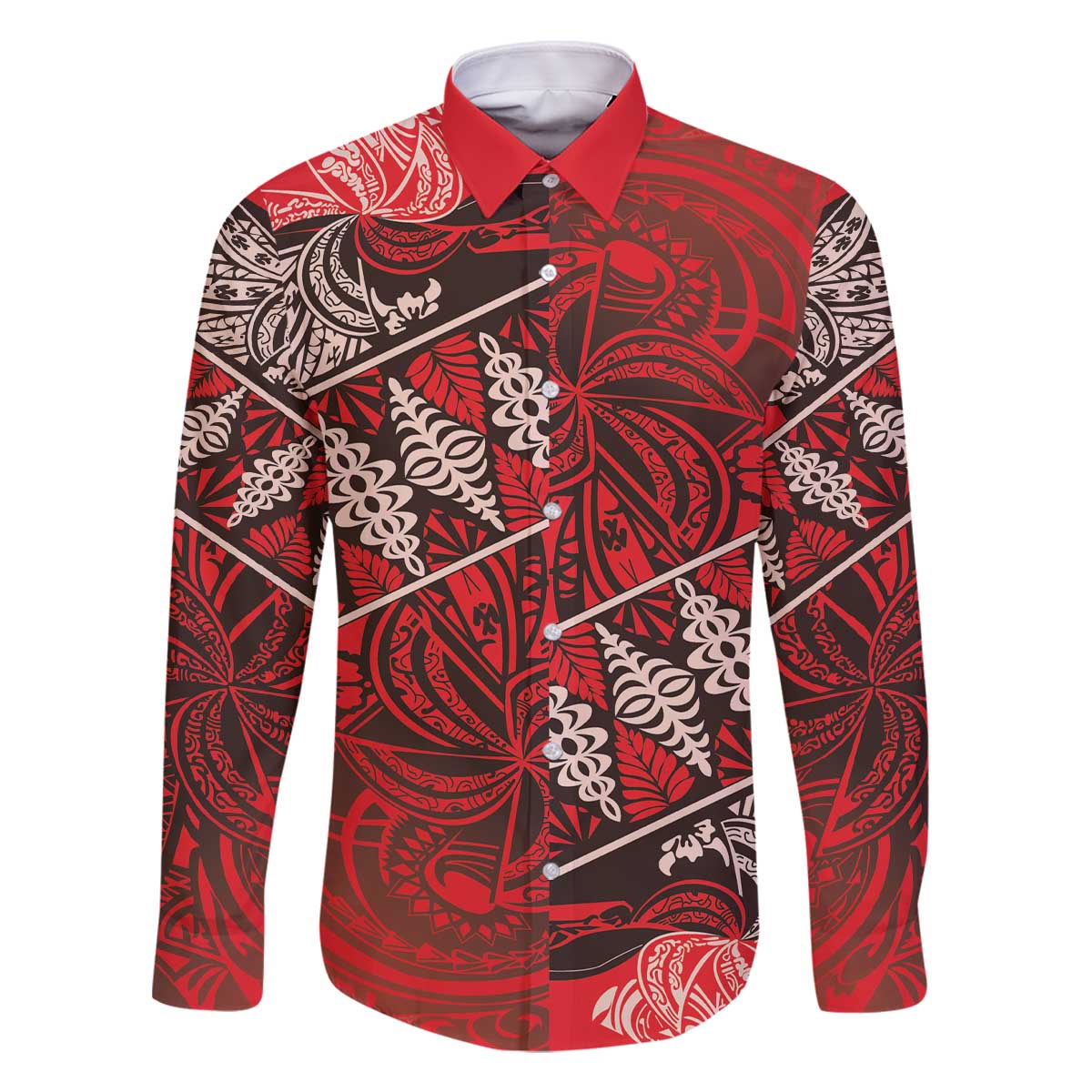 Vintage Ngatu Tribal Tonga Pattern Family Matching Off The Shoulder Long Sleeve Dress and Hawaiian Shirt - Polynesian Pride