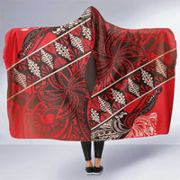 Vintage Ngatu Tribal Tonga Pattern Hooded Blanket LT9 One Size Red - Polynesian Pride