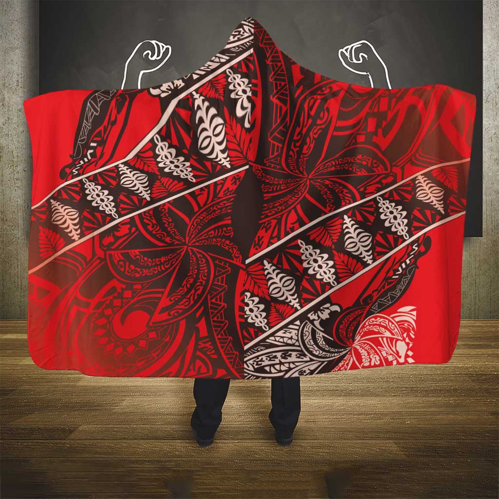 Vintage Ngatu Tribal Tonga Pattern Hooded Blanket LT9 - Polynesian Pride