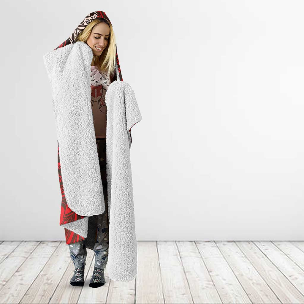 Vintage Ngatu Tribal Tonga Pattern Hooded Blanket LT9 - Polynesian Pride