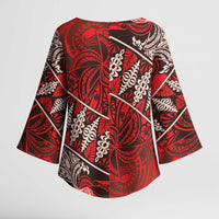 Vintage Ngatu Tribal Tonga Pattern Kimono Sleeve Blouse LT9 - Polynesian Pride