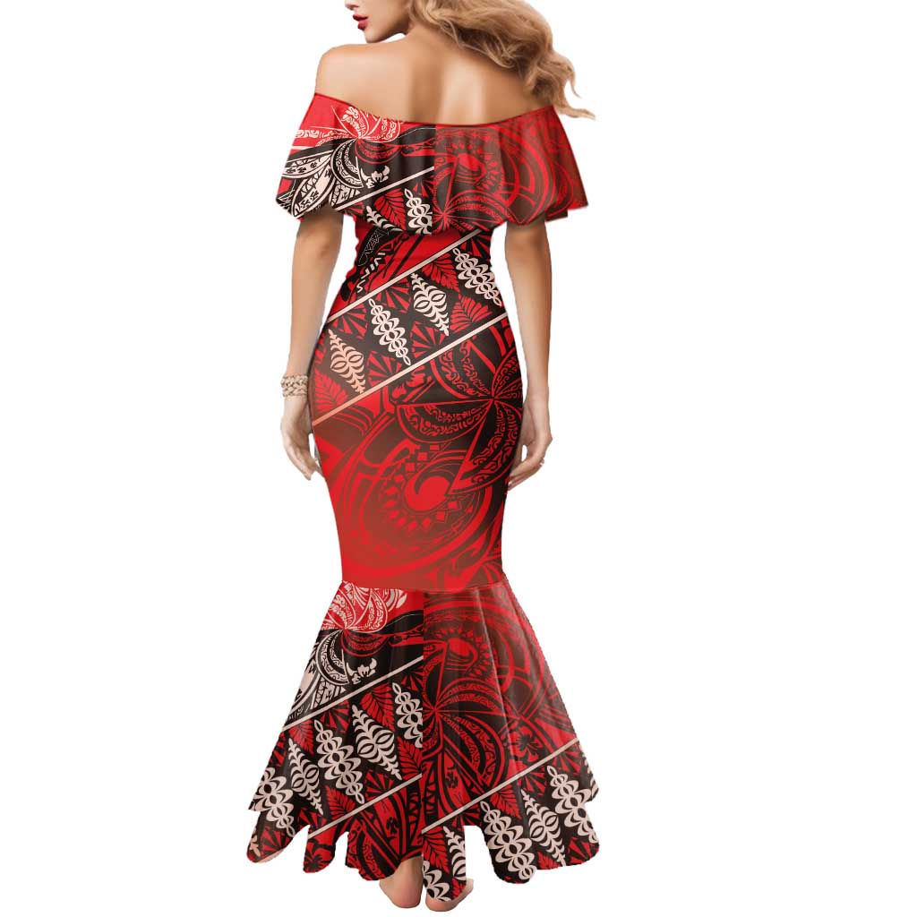 Vintage Ngatu Tribal Tonga Pattern Mermaid Dress - Polynesian Pride