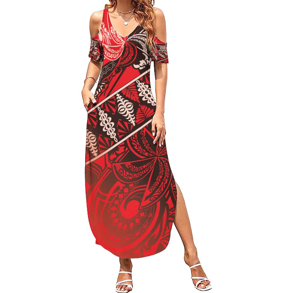 Vintage Ngatu Tribal Tonga Pattern Summer Maxi Dress - Polynesian Pride