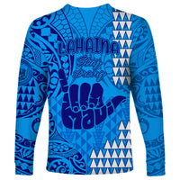 Strong Maui Long Sleeve Shirt Good Living Hawaii with Shaka Sign Kakau Tribal Blue LT9 - Polynesian Pride