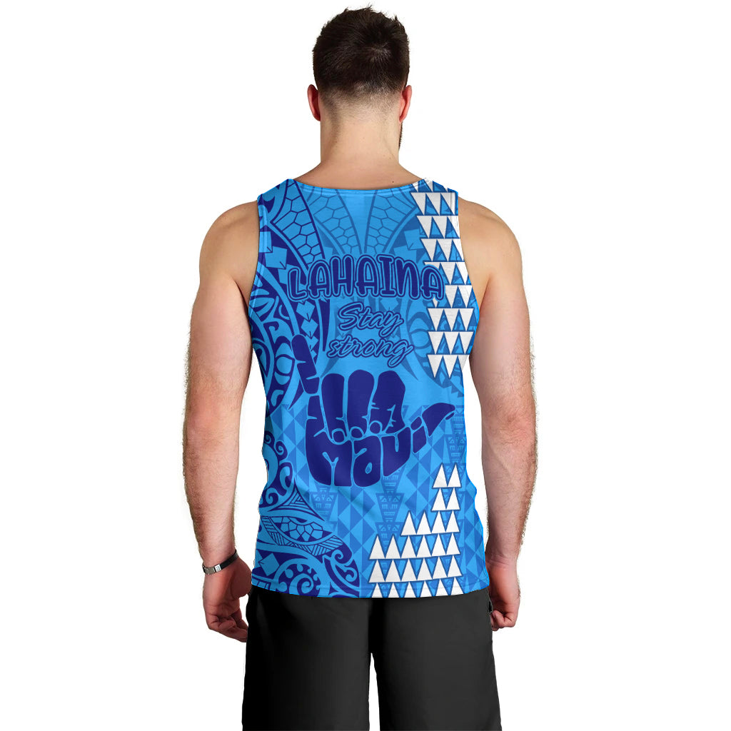 Strong Maui Men Tank Top Good Living Hawaii with Shaka Sign Kakau Tribal Blue LT9 - Polynesian Pride