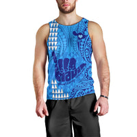 Strong Maui Men Tank Top Good Living Hawaii with Shaka Sign Kakau Tribal Blue LT9 - Polynesian Pride