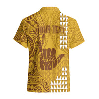 Personalised Strong Maui Hawaiian Shirt Good Living Hawaii with Shaka Sign Kakau Tribal Gold LT9 - Polynesian Pride