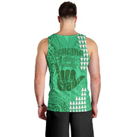 Strong Maui Men Tank Top Good Living Hawaii with Shaka Sign Kakau Tribal Green LT9 - Polynesian Pride