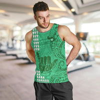 Strong Maui Men Tank Top Good Living Hawaii with Shaka Sign Kakau Tribal Green LT9 - Polynesian Pride