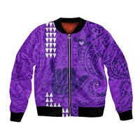 Personalised Strong Maui Bomber Jacket Good Living Hawaii with Shaka Sign Kakau Tribal Purple LT9 Unisex Purple - Polynesian Pride