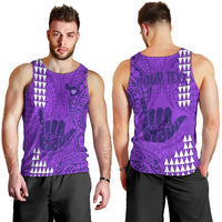 Personalised Strong Maui Men Tank Top Good Living Hawaii with Shaka Sign Kakau Tribal Purple LT9 - Polynesian Pride