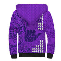 Personalised Strong Maui Sherpa Hoodie Good Living Hawaii with Shaka Sign Kakau Tribal Purple LT9 - Polynesian Pride