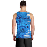 Maui Island Men Tank Top Kakau Tribal Mixed Polynesian Pattern Blue LT9 - Polynesian Pride