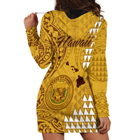 Maui Island Hoodie Dress Kakau Tribal Mixed Polynesian Pattern Gold LT9 - Polynesian Pride
