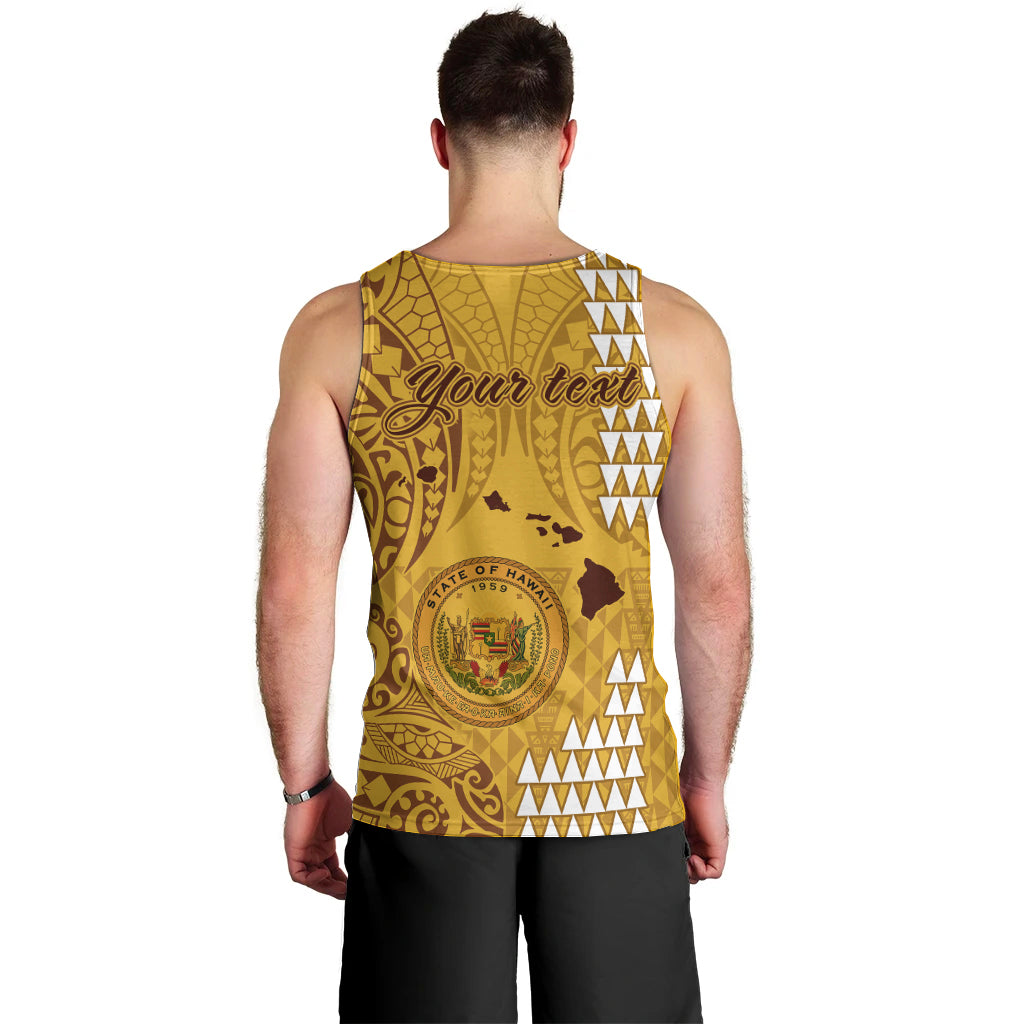 Personalised Maui Island Men Tank Top Kakau Tribal Mixed Polynesian Pattern Gold LT9 - Polynesian Pride