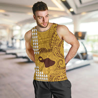 Personalised Maui Island Men Tank Top Kakau Tribal Mixed Polynesian Pattern Gold LT9 - Polynesian Pride