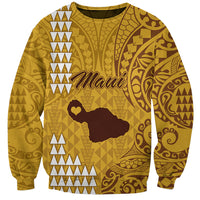 Personalised Maui Island Sweatshirt Kakau Tribal Mixed Polynesian Pattern Gold LT9 Unisex Gold - Polynesian Pride
