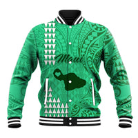 Maui Island Baseball Jacket Kakau Tribal Mixed Polynesian Pattern Green LT9 Unisex Green - Polynesian Pride