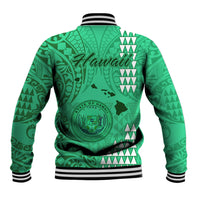 Maui Island Baseball Jacket Kakau Tribal Mixed Polynesian Pattern Green LT9 - Polynesian Pride