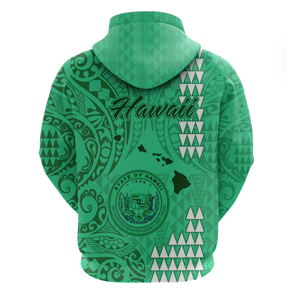Maui Island Hoodie Kakau Tribal Mixed Polynesian Pattern Green LT9 - Polynesian Pride