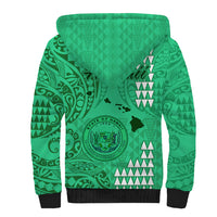 Maui Island Sherpa Hoodie Kakau Tribal Mixed Polynesian Pattern Green LT9 - Polynesian Pride