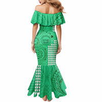 Personalised Maui Island Mermaid Dress Kakau Tribal Mixed Polynesian Pattern Green LT9 - Polynesian Pride